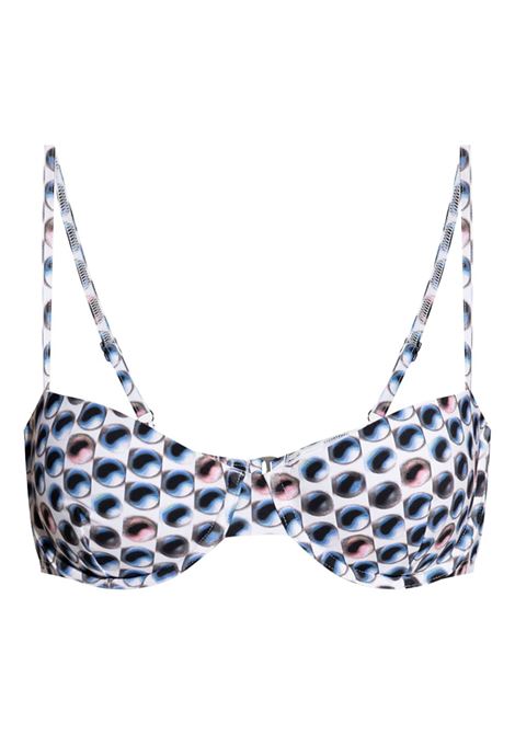 Top bikini con stampa in blu Tory burch - donna